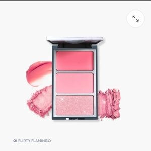 Flirty Flamingo Pink palette shade 1 cream & powder blush trio sealed in plastic